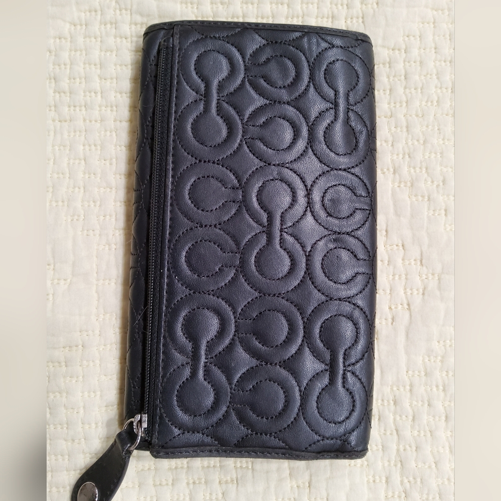 Coach Black Leather Logo Long Wallet - Picture 2 of 10
